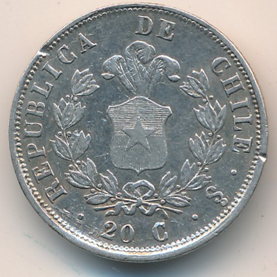 Chile, 20 centavos, 1860–1862