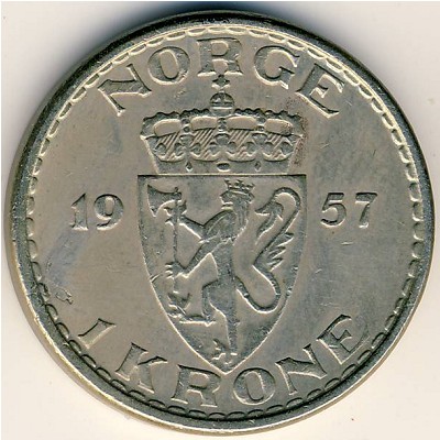 Норвегия, 1 крона (1953–1957 г.)