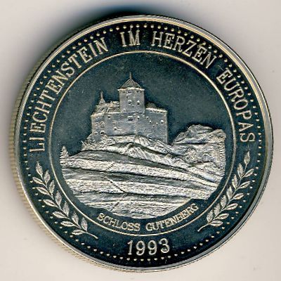 Liechtenstein., 5 ecu, 1993