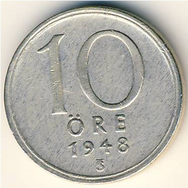 Sweden, 10 ore, 1942–1950