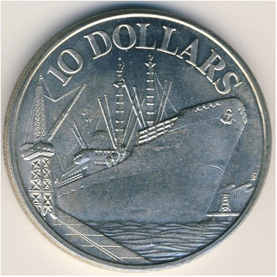 Singapore, 10 dollars, 1975