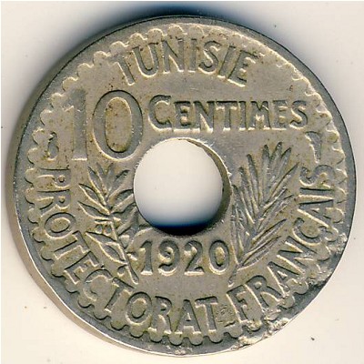 Тунис, 10 сентим (1918–1920 г.)