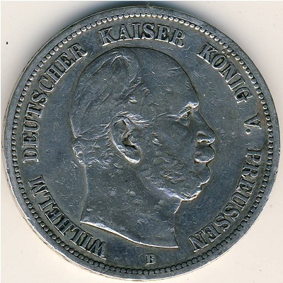 Prussia, 5 mark, 1874–1876