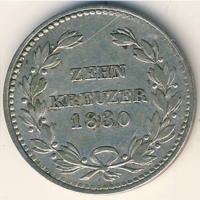 Baden, 10 kreuzer, 1829–1830