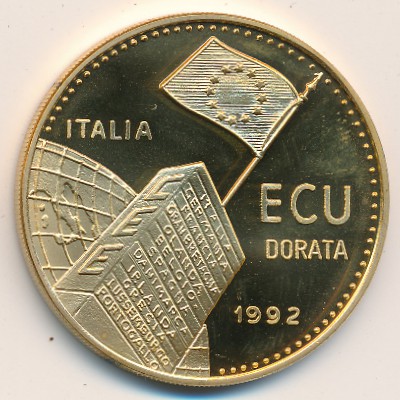 Italy., 1 ecu, 1992