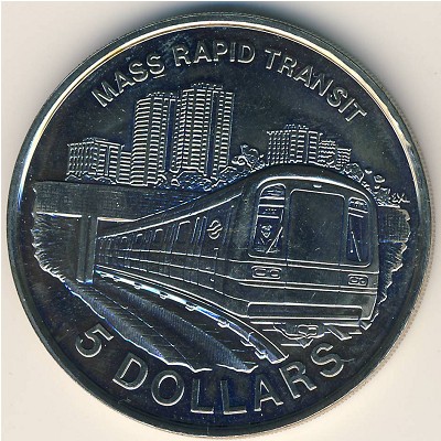 Singapore, 5 dollars, 1989