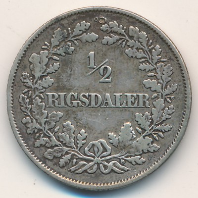 Denmark, 1/2 rigsdaler, 1854–1855