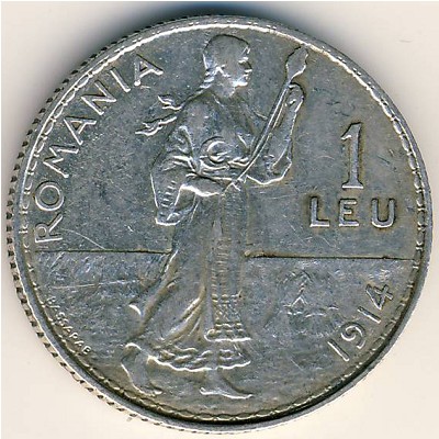 Romania, 1 leu, 1910–1914