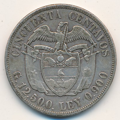 Colombia, 50 centavos, 1916–1934