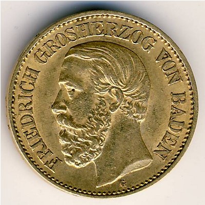 Baden, 10 mark, 1875–1888