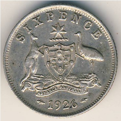 Australia, 6 pence, 1911–1936