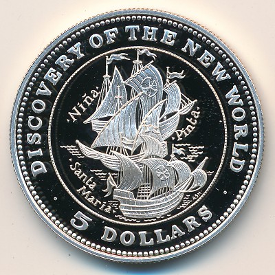 Багамские острова, 5 долларов (1992 г.)