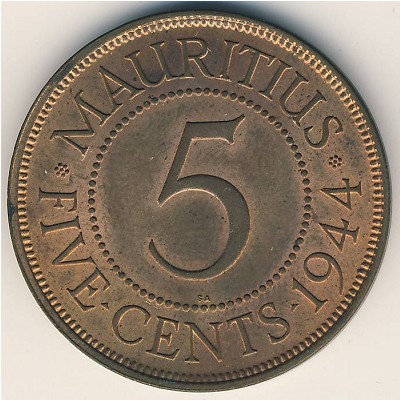 Mauritius, 5 cents, 1942–1945