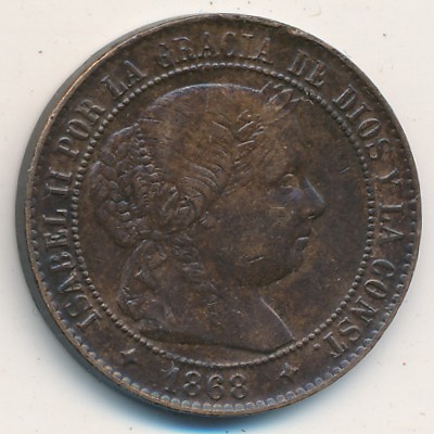 Испания, 2 1/2 сентимо (1866–1868 г.)