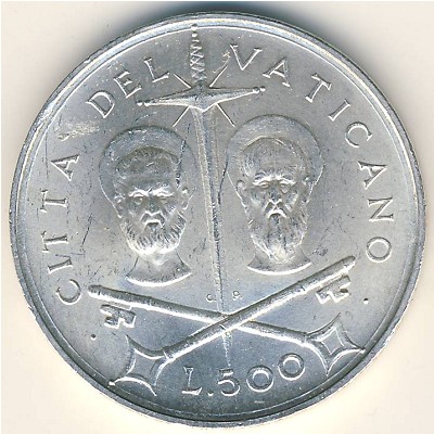 Ватикан, 500 лир (1967 г.)