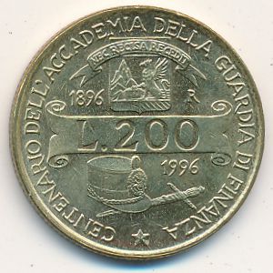 Италия, 200 лир (1996 г.)