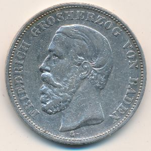 Baden, 5 mark, 1891–1902
