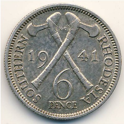 Southern Rhodesia, 6 pence, 1939–1942