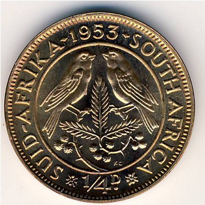 South Africa, 1/4 penny, 1953–1960