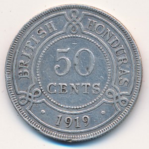 British Honduras, 50 cents, 1911–1919