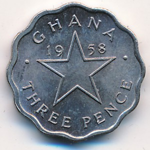 Ghana, 3 pence, 1958
