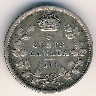 Canada, 5 cents, 1911