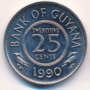 Guyana, 25 cents, 1967–1992