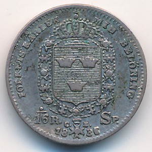 Sweden, 1/16 riksdaler, 1835