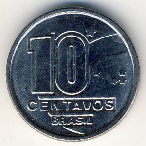 Brazil, 10 centavos, 1989–1990