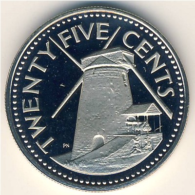 Барбадос, 25 центов (1973–2009 г.)