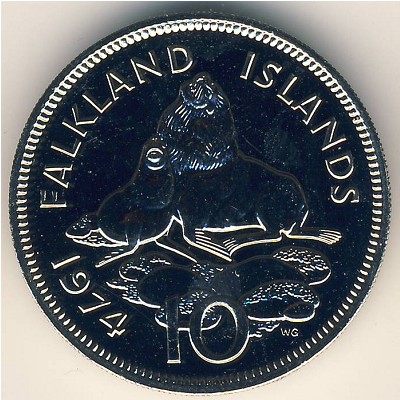 Falkland Islands, 10 pence, 1974–1992
