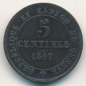 Geneva, 5 centimes, 1847
