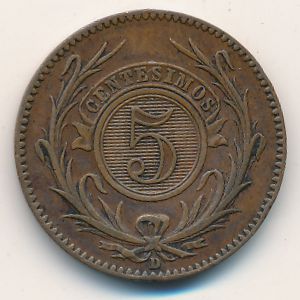 Uruguay, 5 centesimos, 1857
