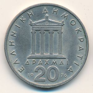 Greece, 20 drachmai(es), 1976–1980