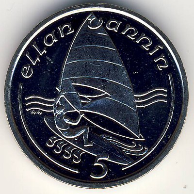 Isle of Man, 5 pence, 1988–1990
