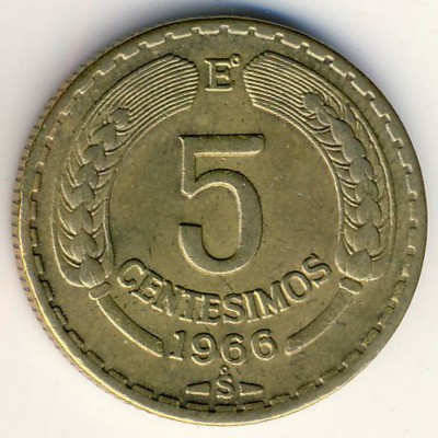 Chile, 5 centesimos, 1960–1971