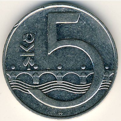 Czech, 5 korun, 1993–2013
