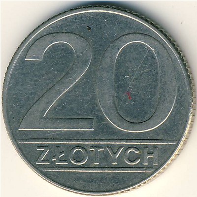 Poland, 20 zlotych, 1989–1990