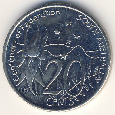 Australia, 20 cents, 2001