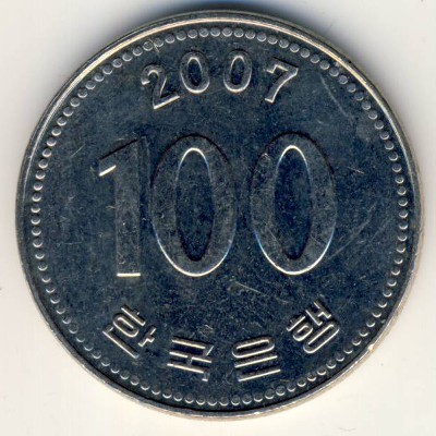 South Korea, 100 won, 1984–2014