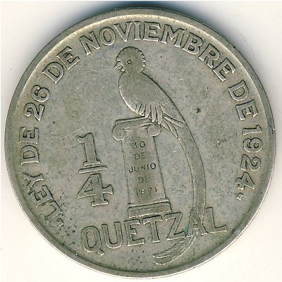 Guatemala, 1/4 quetzal, 1926–1929