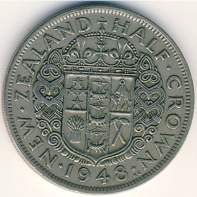 Новая Зеландия, 1/2 кроны (1948–1951 г.)