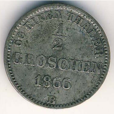 Oldenburg, 1/2 groschen, 1858–1869