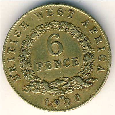 British West Africa, 6 pence, 1920–1936
