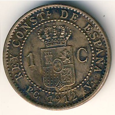 Spain, 1 centimo, 1911–1913