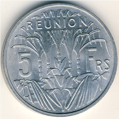 Reunion, 5 francs, 1955–1973