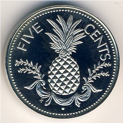 Bahamas, 5 cents, 1974–2005