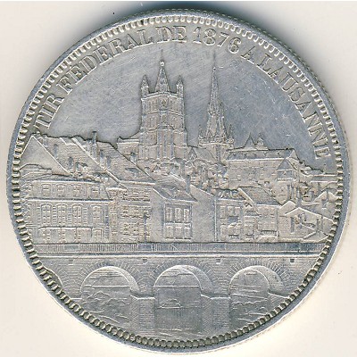 Switzerland., 5 francs, 1876