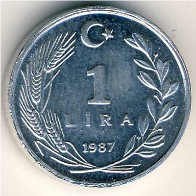 Turkey, 1 lira, 1985–1989
