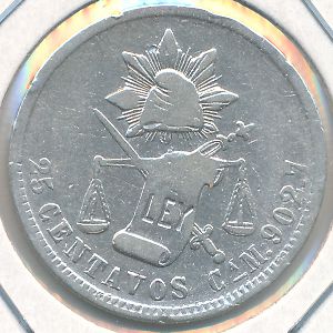 Mexico, 25 centavos, 1871–1889
